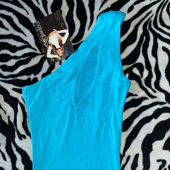 NWT naked wardrobe blue one shoulder keyhole mini club party dress size XXS - Picture 4 of 8
